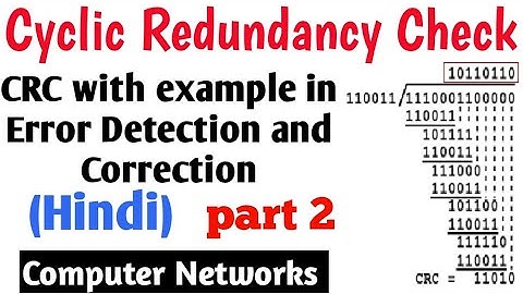 Cyclic Redundancy Check ( CRC ) with Example in Hindi | part 2| Error  Detection | Computer networks