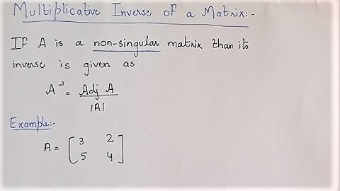 multiplicative inverse of a matrix in hindi/urdu