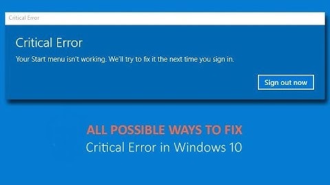 CRITICAL ERROR - Start Menu and CORTANA aren