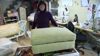 Upholstery "How To Reupholster A Pillowtop Ottoman" http://www.kimsypholstery.com In this video "Upholstery How To Reupholster A Pillowtop Ottoman" Kimberley Chagnon of Kims