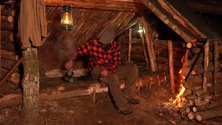 Bushcraft trip deep in the forest.Warm and cozy shelter.Woodworking.Remodel. Nature sounds.Cooking