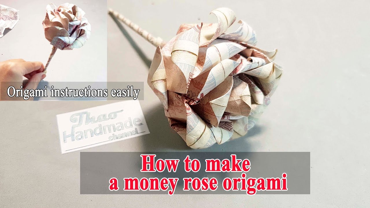 DIY How to make a Rose flower for folding out of paper money - origami instructions easily