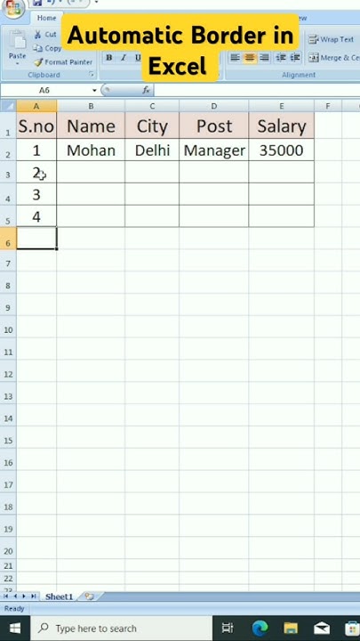 Automatic Border in Excel ๐||Advance Excel ๐ฏ||#excel #shorts #exceltips ...