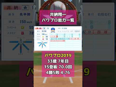 井納翔一の歴代パワプロ能力一覧 #shorts #パワプロ #パワプロ2022 #プロスピ #井納翔一