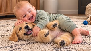 Baby Hugs Golden Retriever and Their Rolling Game Turns Hilarious screenshot 5