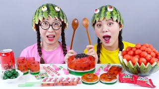 Tráng miệng kem thạch dưa hấu Mukbang DONA