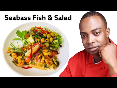 Sea bass fish green salad with avocado | Chef Ricardo Cooking