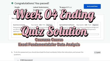 Week 04 Ending Quiz solution | Excel Fundamentals for Data Analysis | Coursera