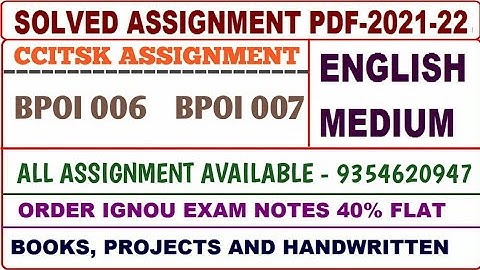 CCITSK Solved assignment 2021-22 / CCITSK Solved assignment English / Bpoi 06,07 Assignment