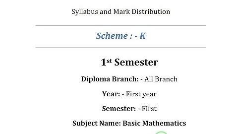 Basic Mathematics (Common) Syllabus With Marks Distribution | 1ST Semester | MSBTE | K scheme |