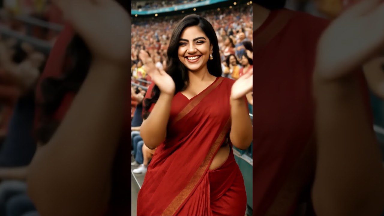 Deshi Girl at Stadium radiating joy and excitement 