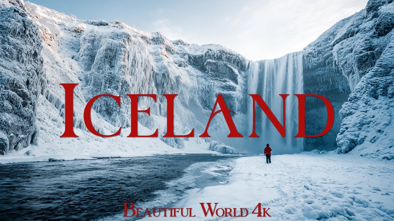 Iceland 4K | Festive Arctic Landscapes Frozen Waterfalls and Cozy Winter Nights
