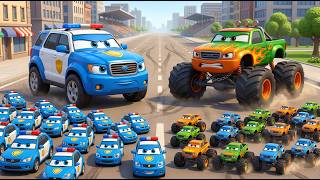 Police Cars Confront Monster Truck Cars - Police Car & Friends Rescue Cars Cartoon