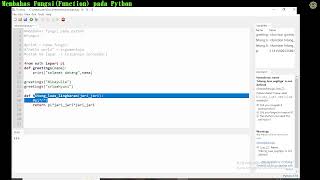 Membahas materi fungsi (Function) pada Python (Fungsi print, def, return, parameter, Pass)