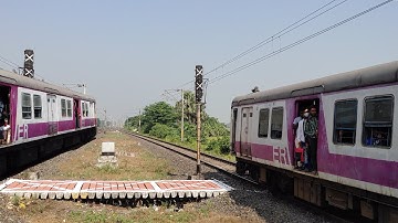 Fast and furious EMU local train crossing just after two Rajdhani Exp. dangerous skipping out