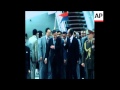 SYND 19 12 76 PRESIDENT ASSAD GREETED BY PRESIDENT SADAT ON ARRIVAL AT CAIRO AIRPORT