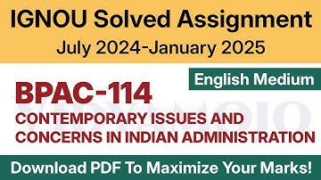IGNOU BPAC 114 Solved Assignment 2024-25 English Medium PDF Download | BPAC 114 Jul 2024-Jan 2025