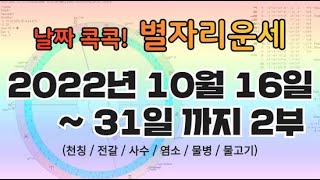 [고전 점성학]22년 10월 16일~31일 까지 보름 별자리 운세 2부 (천칭자리부터 물고기자리까지)