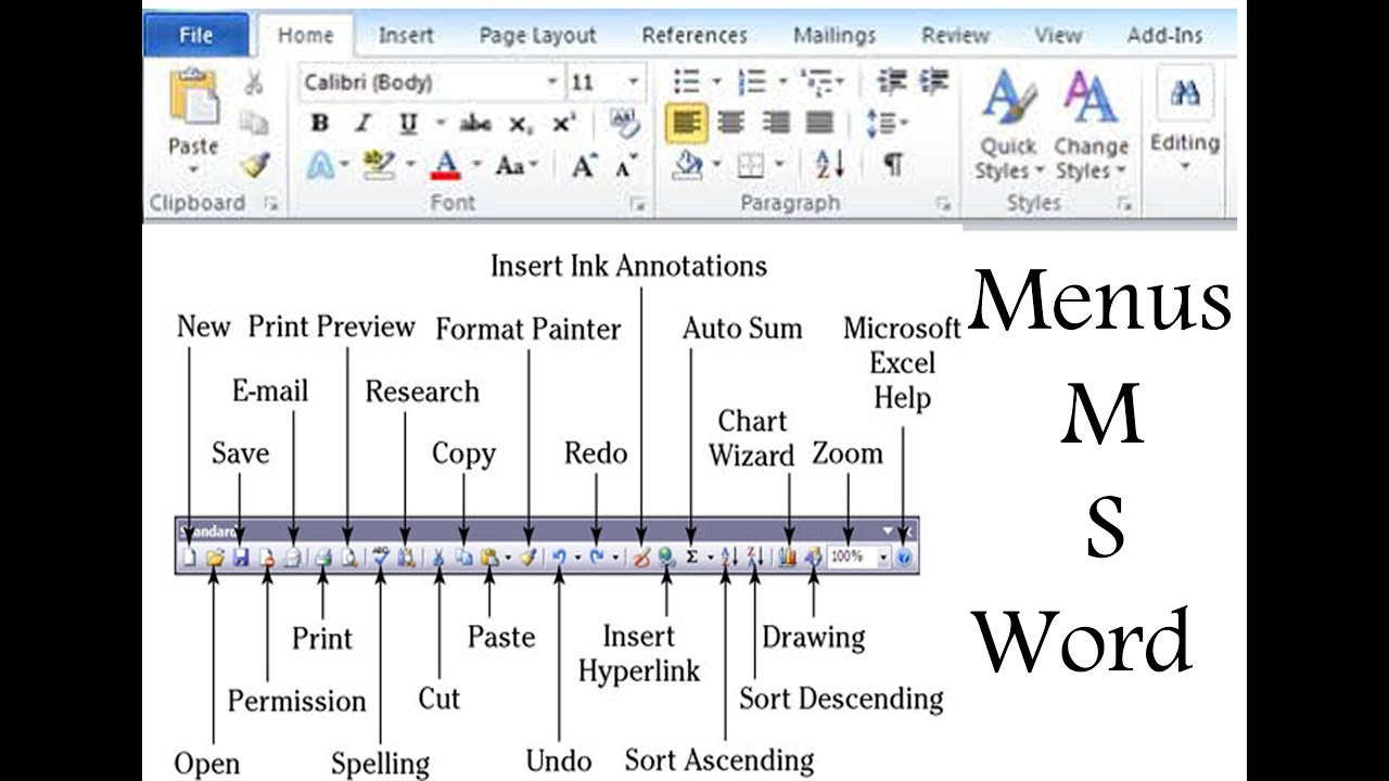 Главное меню word