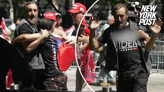 Scuffle breaks out between protesters outside courthouse at Trump ‘hush money’ trial