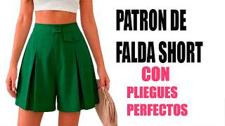 Cómo hacer el MOLDE de una impresionante falda short con pliegues encontrados