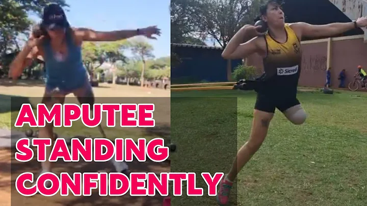 Amputee woman adaptive prosthetic leg user  | practicing ball throwing
