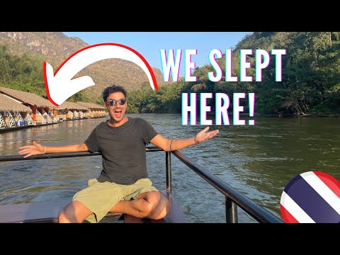 SLEEPING ON THE RIVER IN KANCHANABURI (Sai yok, Khwae Noi River) THAILAND VLOG