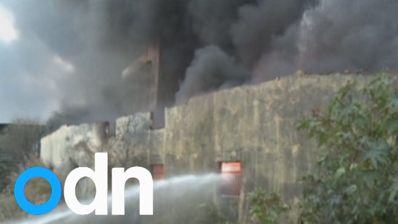 Huge fire rips through storage yard in China