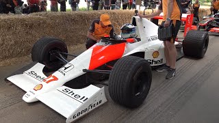 Mika Hakkinen Driving Ayrton Senna's Orginal McLaren MP4\/5B F1 Car @ Goodwood Festival of Speed!