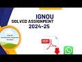 IGNOU MMPC-01 Solved Assignment 2024-25 | IGNOU MBA Solved Assignment