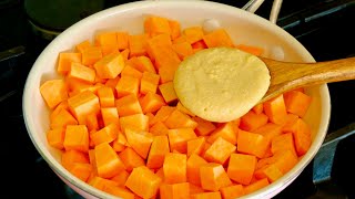 1 sweet potato and 1 cup chickpea flour! Incredibly delicious dinner with just a few ingredients!