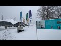 first time snowfall in Munich .munich Olympia park