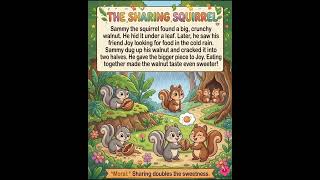The Sharing Squirrel 🐿️ | Moral Story for Kids | Sharing is Caring#shortstory #kidsstory