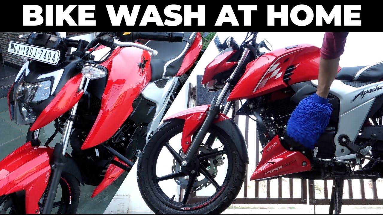 BIKE WASHING + CLEANING + POLISHING at HOME | TVS Apache RTR 160 4V BS6