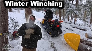 Portable Winch Pulls Frozen Trees out of the Deep Forest