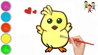 How to Draw a Cute Baby Chick Easy 🐣🌈 | Cute Chicken drawing for kids & Toddlers | Easy Drawings