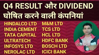 Result और Dividend घषत करन वल कपनय Companies Declaring Dividends Along With Q4 Results