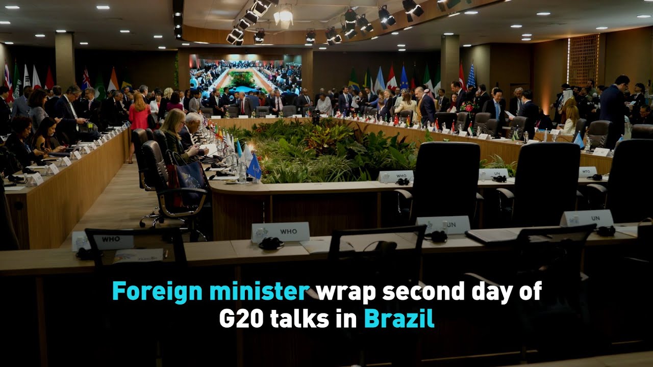 Foreign minister wrap second day of G20 talks in Brazil - YouTube