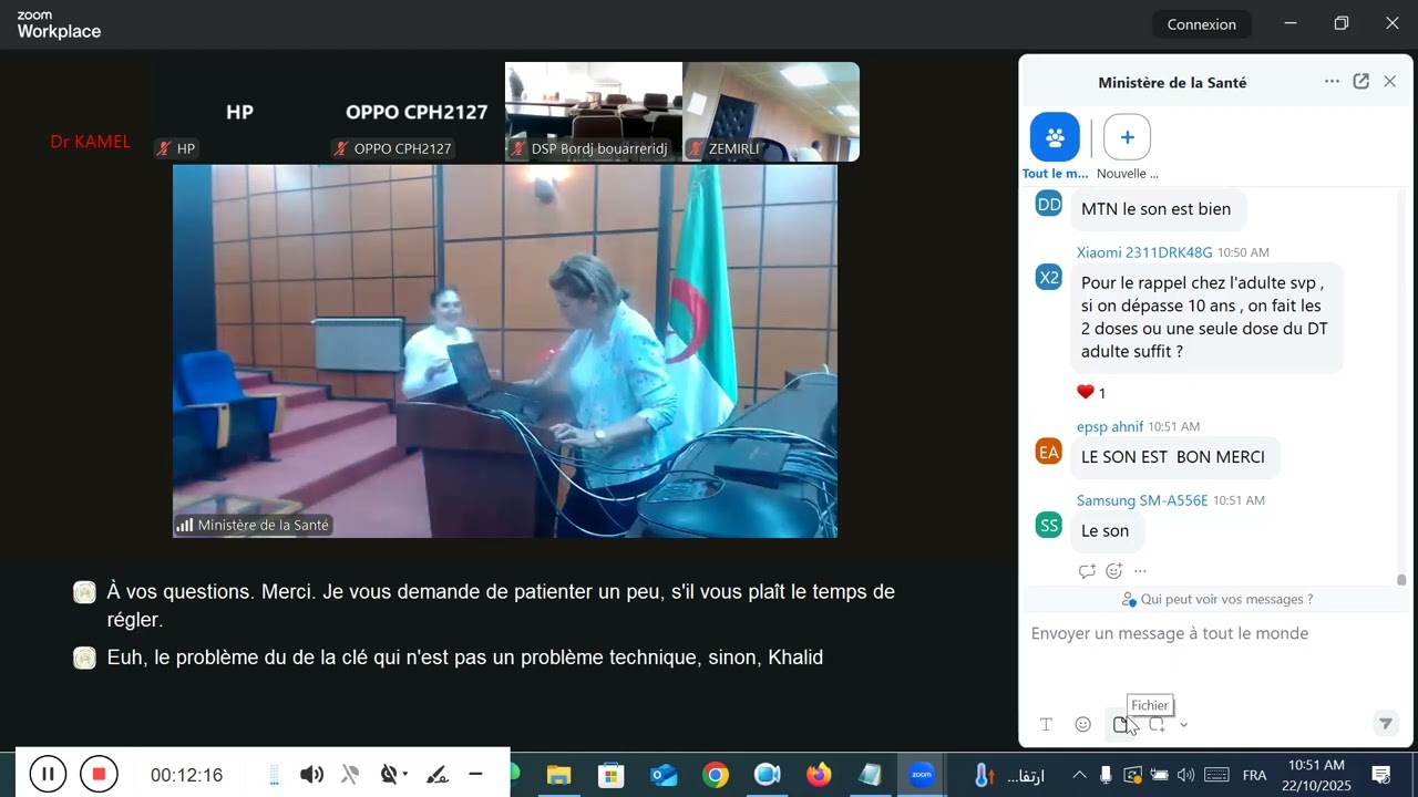 Visioconférence formation CAT devant un cas de diphtérie 22/10/2025
