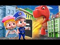 Baby police vs giant trex    big dinosaur song  and more nursery rhymes  kids song