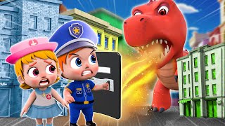 Baby Police vs Giant T-rex 👮 🦖 | Big dinosaur song | and More Nursery Rhymes & Kids Song