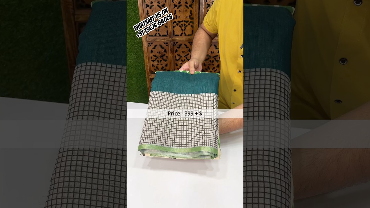 Linen ikkat printed saree| WhatsApp us on +91 75676 84005 