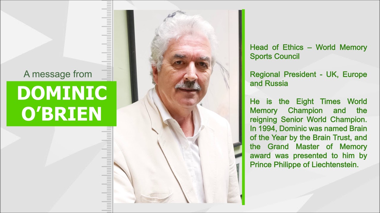 Message from Dominic O’Brien – One of World’s Top Expert on Memory ...