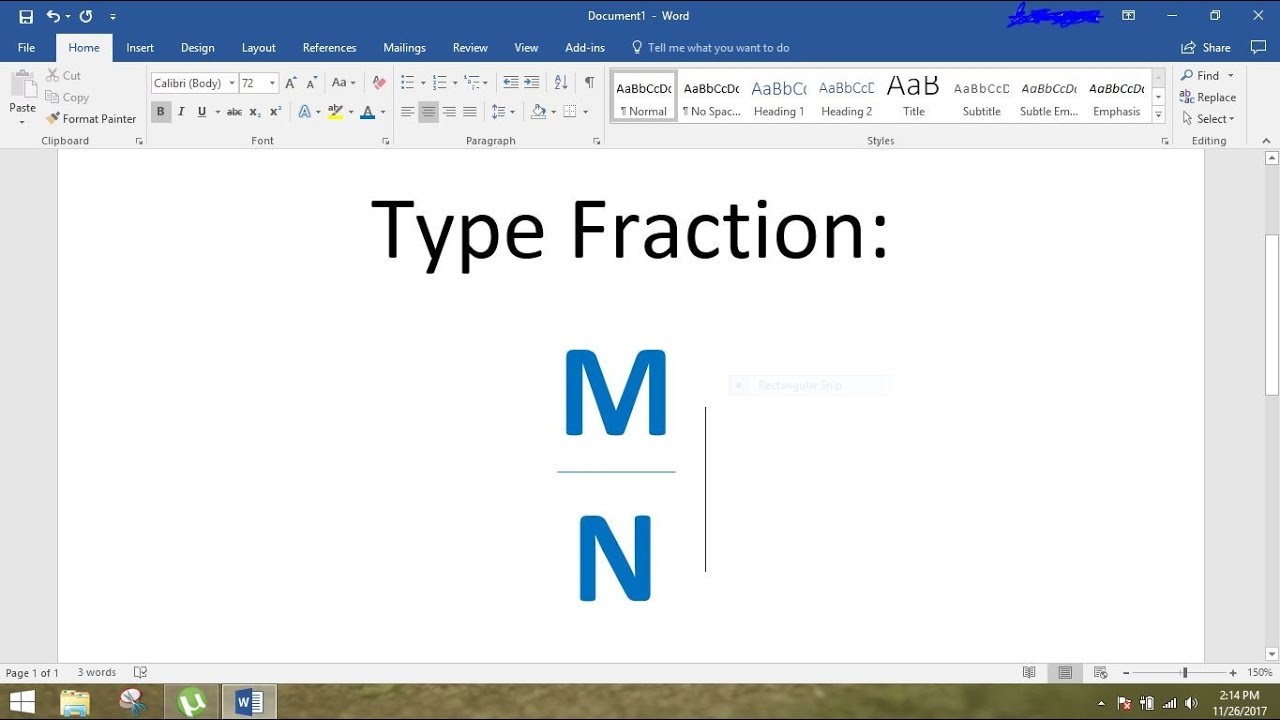 How to type fraction in MS word. Easy and simple way