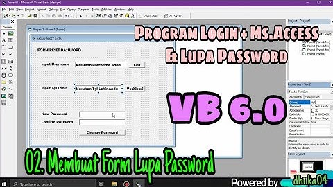 VB6 | 02 Membuat Login Database Access & Lupa Password - Create Form Forget Reset Password
