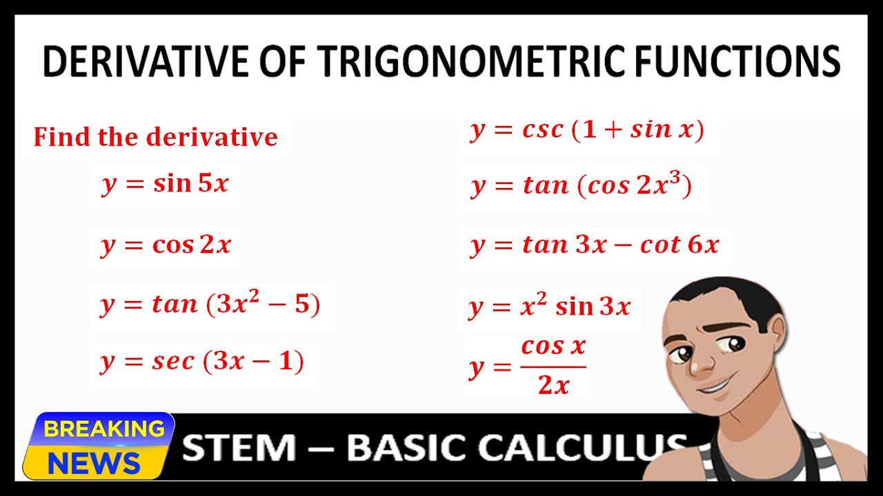 DERIVATIVE OF TRIGONOMETRI FUNCTIONS - YouTube