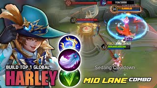 ONE SHOT COMBO!! Harley Mid Lane Combo [ BUILD TOP 1 GLOBAL HARLEY ] - mlbb #mobilelegends #mlbb