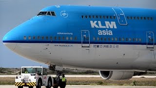 [HD] Amazing KLM Boeing 747-400 pushback, engine start \& takeoff from Curacao