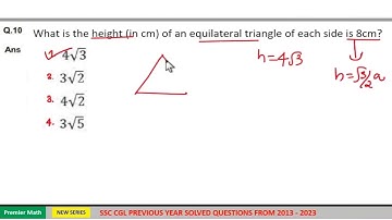 What is the height in cm of an equilateral triangle of each side is 8cm?
