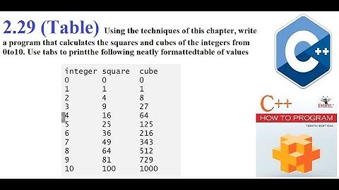 2 29  write a program that calculates the squares and cubes of the integers from 0 to10